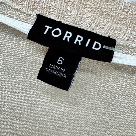 Torrid Sweater Womens 6 6X Slub Shrug Crop Knit Open 3/4 Sleeve Pale Pink NEW - Picture 2 of 7